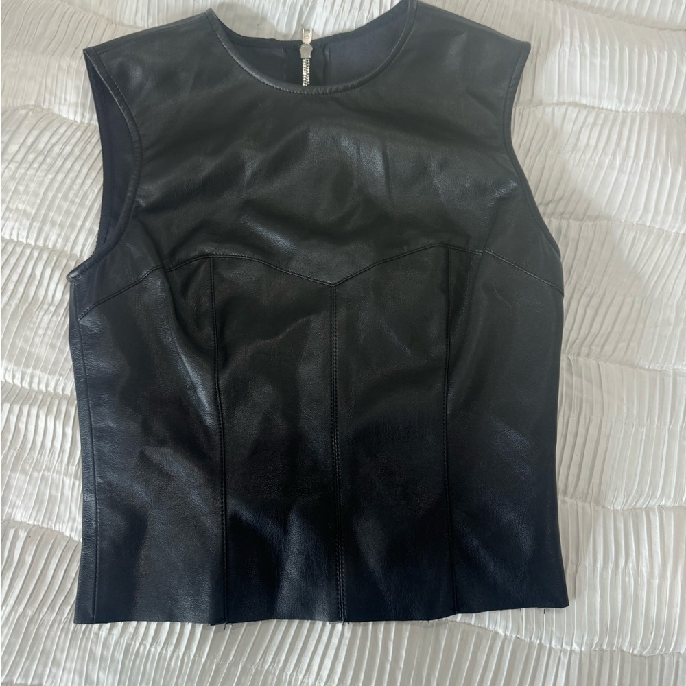 Agolde Black Fitted Crop Tank Top